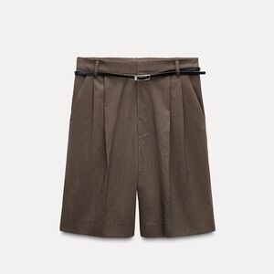 Zara Brown Pleated Shorts